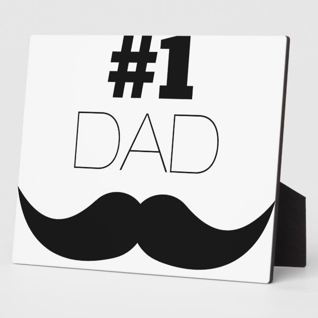 #1 Dad Black Mustache - Number One Plaque (Side)