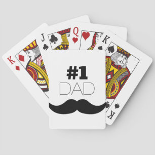 #1 Dad Black Mustache - Number One Poker Cards
