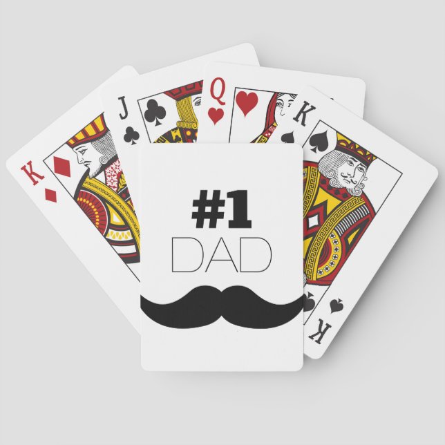#1 Dad Black Mustache - Number One Poker Cards (Back)