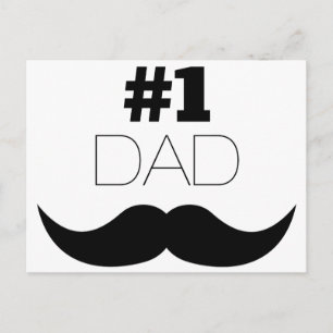 #1 Dad Black Mustache - Number One Postcard