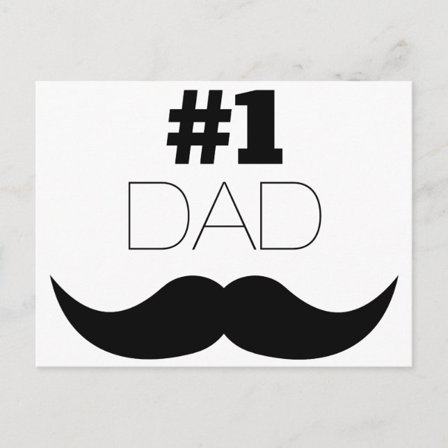 #1 Dad Black Mustache - Number One Postcard (Front)