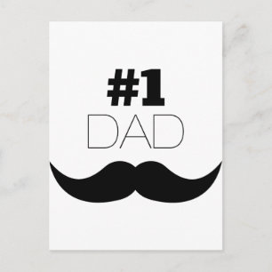 #1 Dad Black Mustache - Number One Postcard