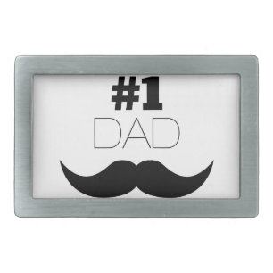 #1 Dad Black Mustache - Number One Rectangular Belt Buckle