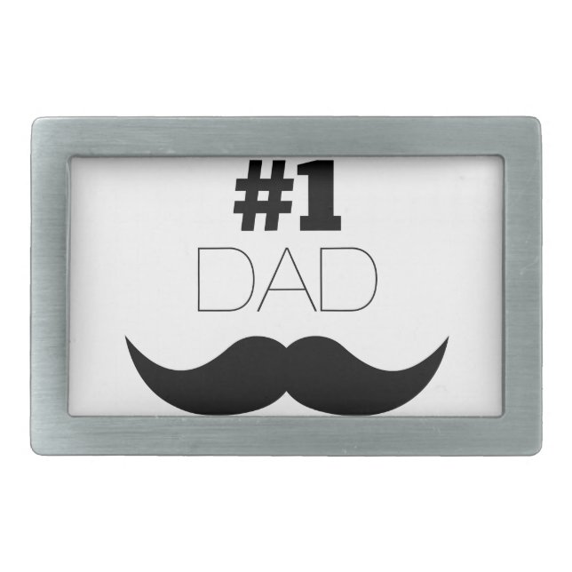 #1 Dad Black Mustache - Number One Rectangular Belt Buckle (Front)