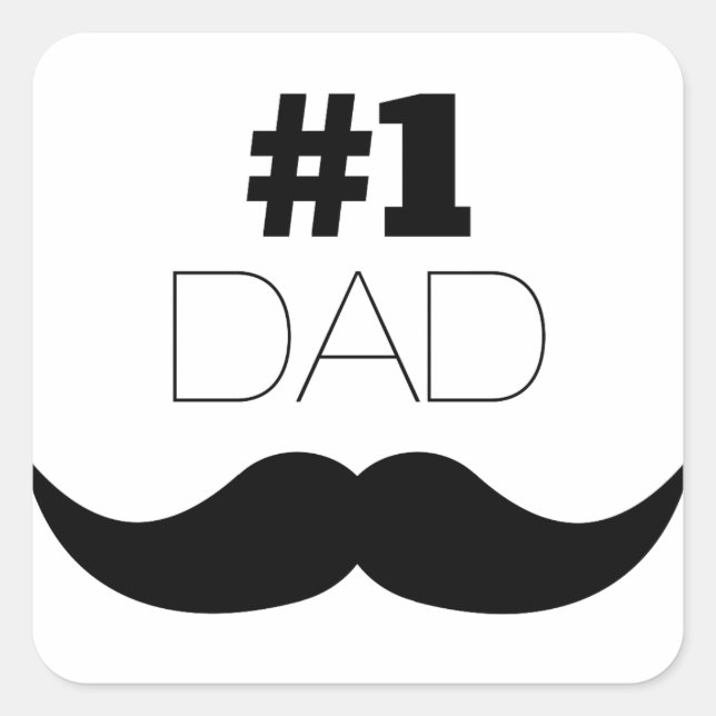 #1 Dad Black Mustache - Number One Square Sticker (Front)