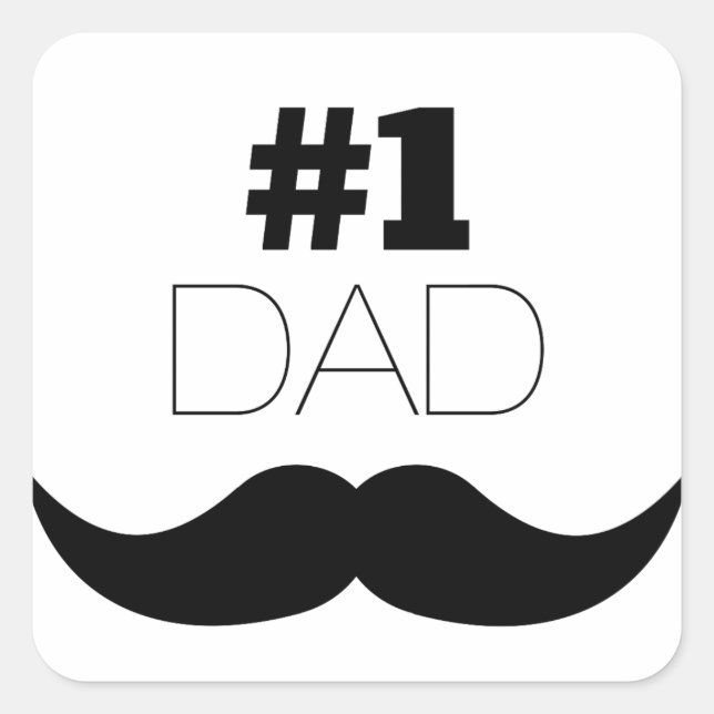 #1 Dad Black Mustache - Number One Square Sticker (Front)