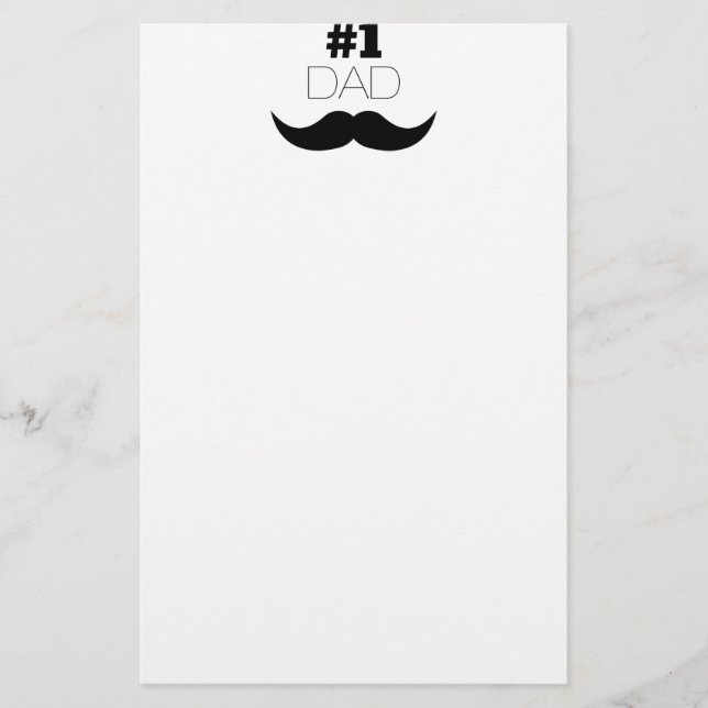 #1 Dad Black Mustache - Number One Stationery (Front)