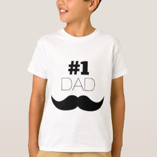 #1 Dad Black Mustache - Number One T-Shirt