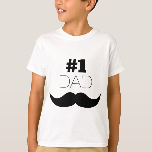 #1 Dad Black Mustache - Number One T-Shirt (Front)
