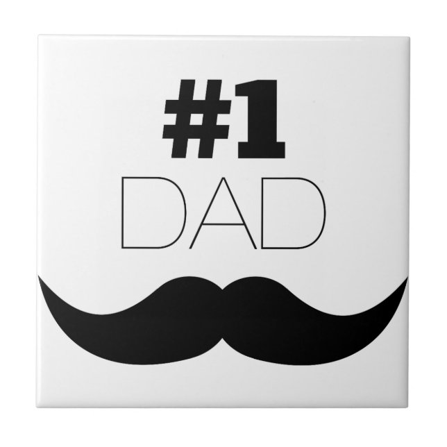 #1 Dad Black Mustache - Number One Tile (Front)