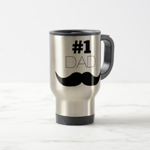 #1 Dad Black Mustache - Number One Travel Mug
