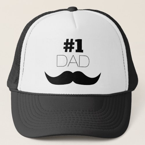 1 Dad Black Mustache _ Number One Trucker Hat