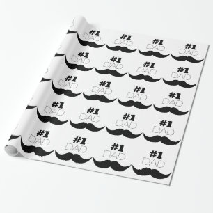 #1 Dad Black Mustache - Number One Wrapping Paper