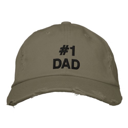 1 Dad black olive green custom text cute modern Embroidered Baseball Cap