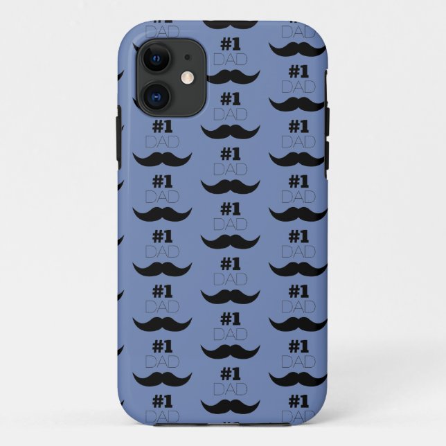 #1 Dad Blue and Black Mustache - Number One Case-Mate iPhone Case (Back)