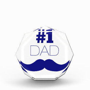 #1 Dad Blue Mustache - Number One Acrylic Award