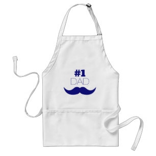 #1 Dad Blue Mustache - Number One Adult Apron