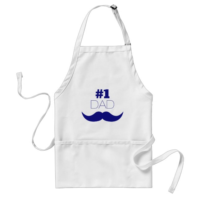 #1 Dad Blue Mustache - Number One Adult Apron (Front)