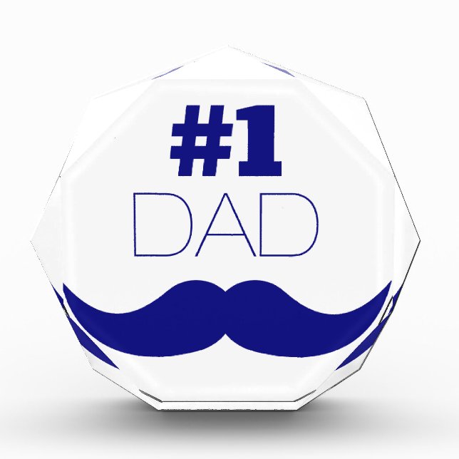 #1 Dad Blue Mustache - Number One Award (Front)