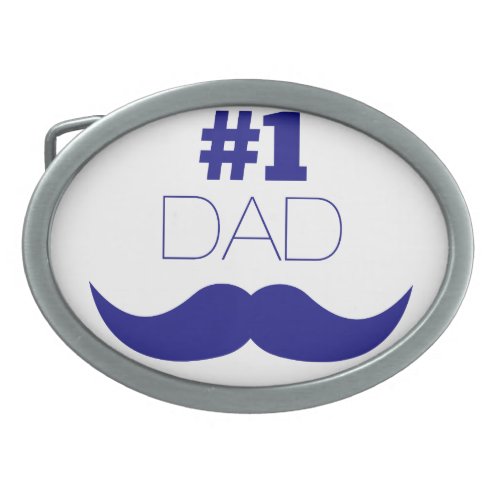 1 Dad Blue Mustache _ Number One Belt Buckle