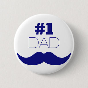#1 Dad Blue Mustache - Number One Button
