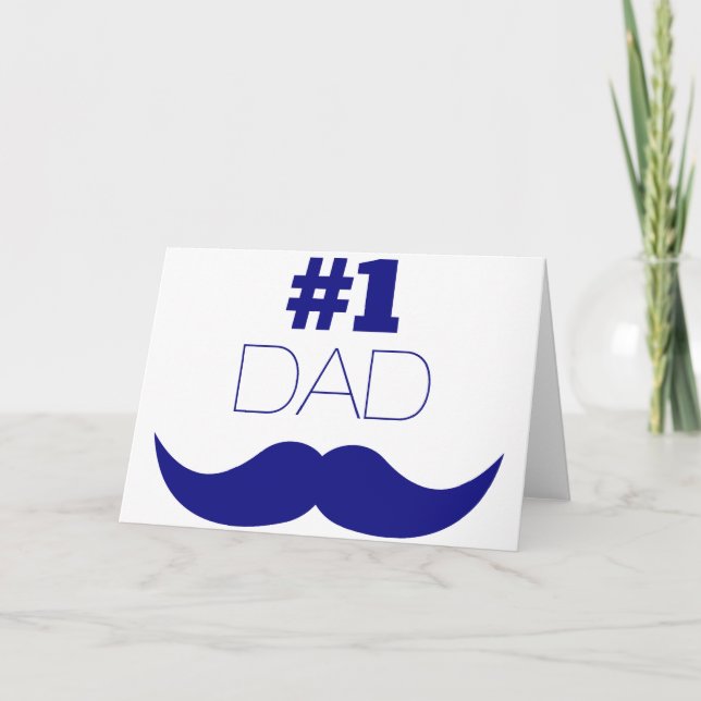 #1 Dad Blue Mustache - Number One Card (Front)