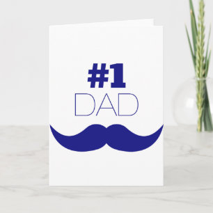 #1 Dad Blue Mustache - Number One Card