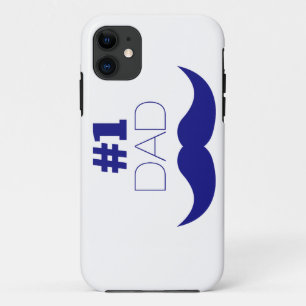 #1 Dad Blue Mustache - Number One iPhone 11 Case