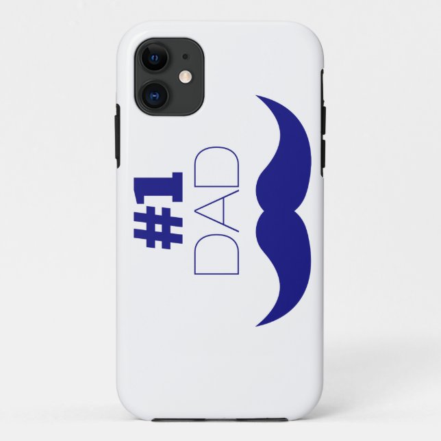 #1 Dad Blue Mustache - Number One Case-Mate iPhone Case (Back)