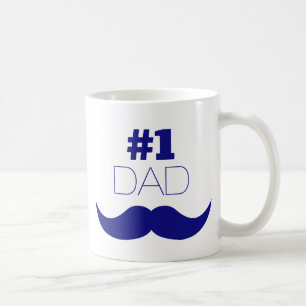 #1 Dad Blue Mustache - Number One Coffee Mug