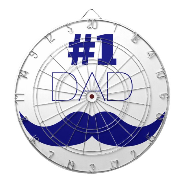 #1 Dad Blue Mustache - Number One Dartboard (Front)
