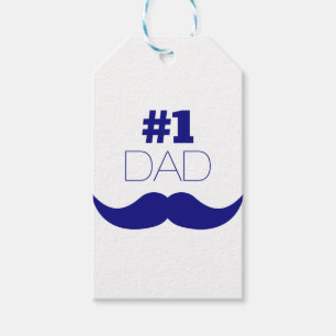 #1 Dad Blue Mustache - Number One Gift Tags