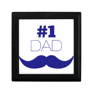 #1 Dad Blue Mustache - Number One Jewelry Box