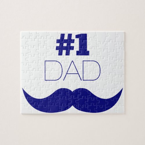 1 Dad Blue Mustache _ Number One Jigsaw Puzzle