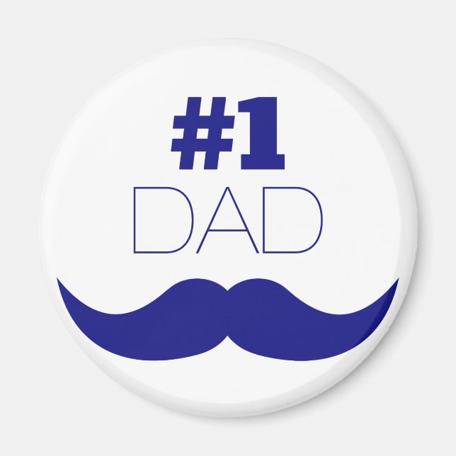 #1 Dad Blue Mustache - Number One Magnet (Front)
