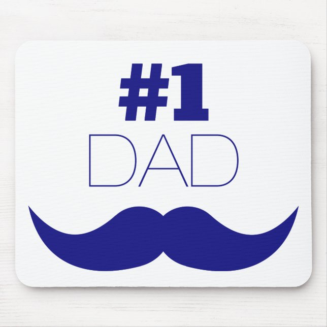 #1 Dad Blue Mustache - Number One Mouse Pad (Front)