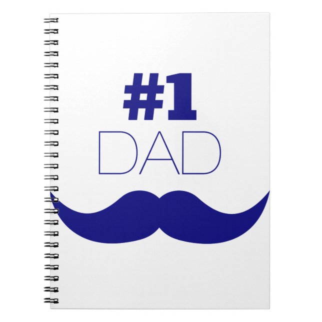 #1 Dad Blue Mustache - Number One Notebook (Front)