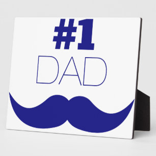 #1 Dad Blue Mustache - Number One Plaque