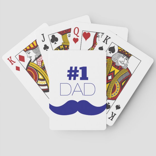 #1 Dad Blue Mustache - Number One Poker Cards (Back)