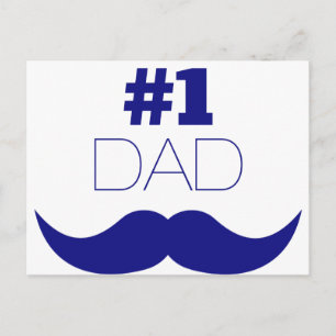#1 Dad Blue Mustache - Number One Postcard