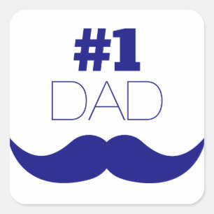 #1 Dad Blue Mustache - Number One Square Sticker