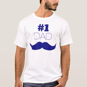 #1 Dad Blue Mustache - Number One T-Shirt