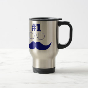 #1 Dad Blue Mustache - Number One Travel Mug