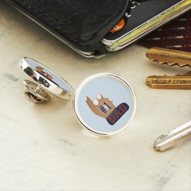 #1 Dad Ebony Teak Lapel Pin (In Situ)