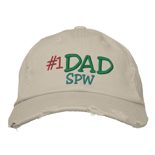 #1 DAD  ... ; ) EMBROIDERED BASEBALL CAP (Front)