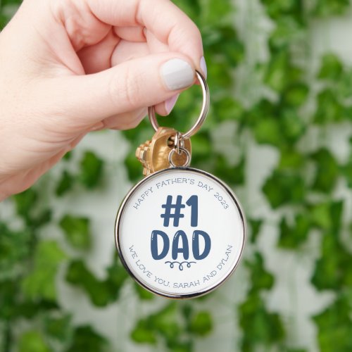 1 Dad Fathers Day Color Customizable Keychain