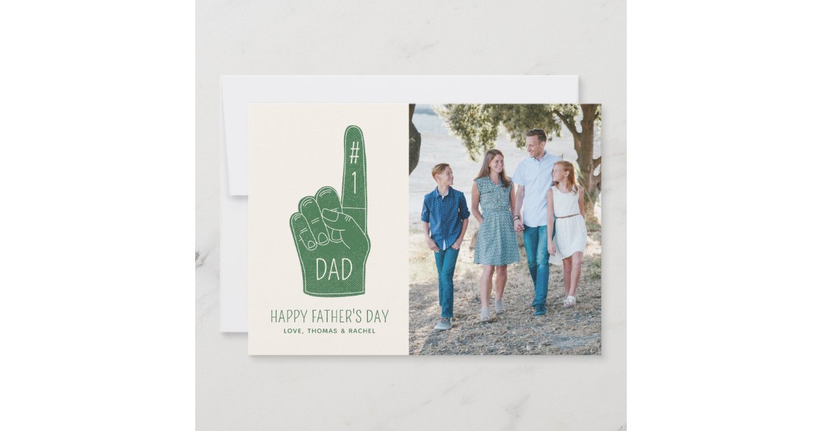 #1 Dad Foam Finger Father's Day Photo Card | Zazzle