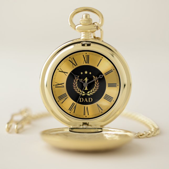 #1 DAD Gold Father's Day Dad's Birthday Gift Pocket Watch (Inside)