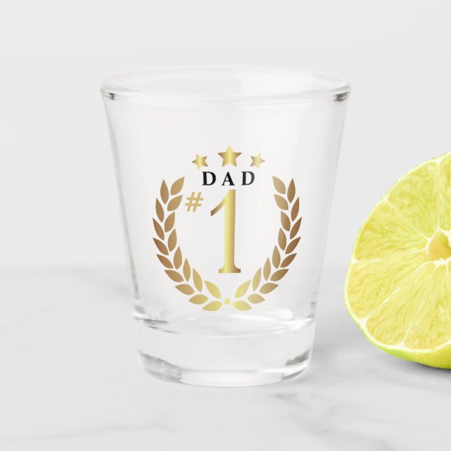 #1 DAD Gold Father's Day Shot Glass (Front)