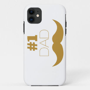 #1 Dad Gold Mustache - Number One iPhone 11 Case